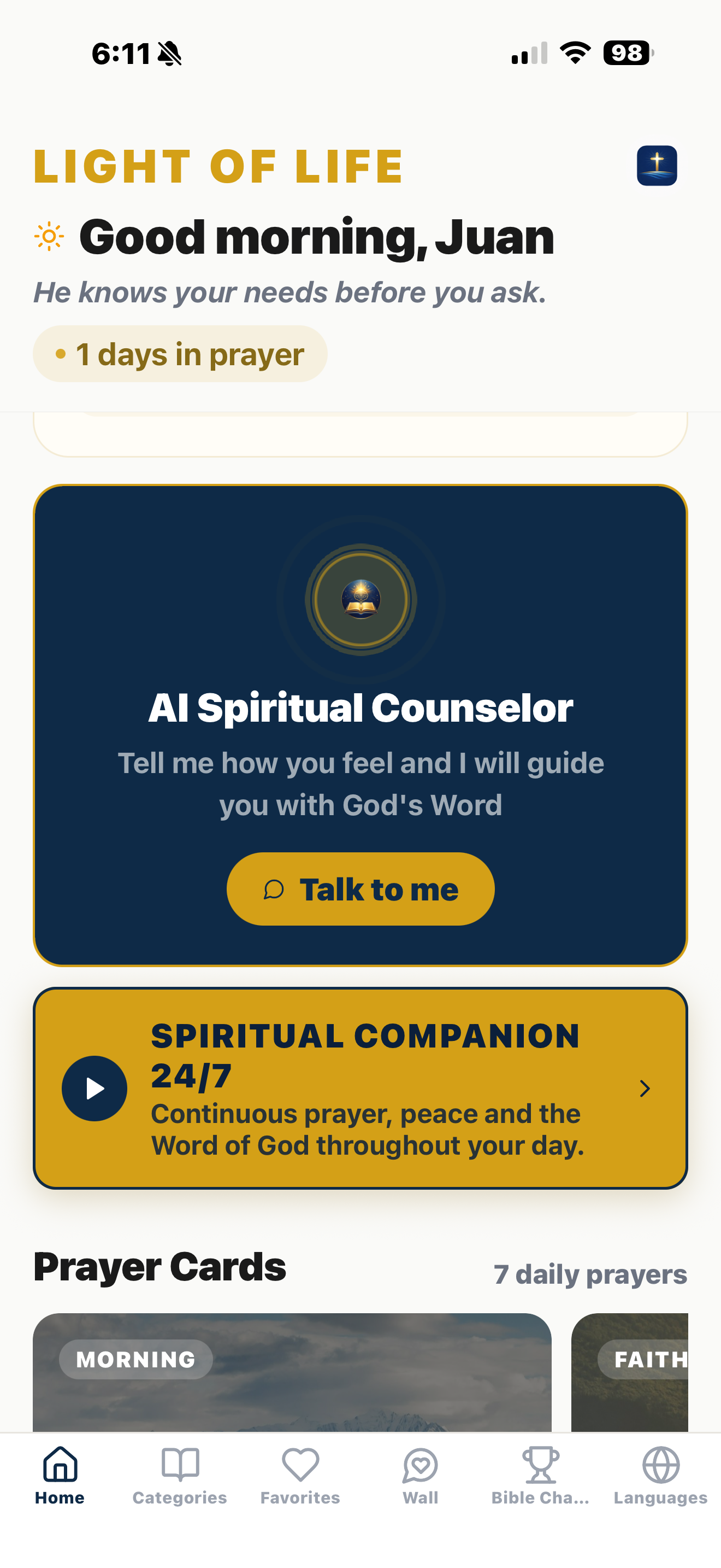 AI Spiritual Counselor Screen